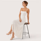 Isabelle | Damen Maxikleid Mit Spaghettiträgern Und Figurbetontem Oberteil