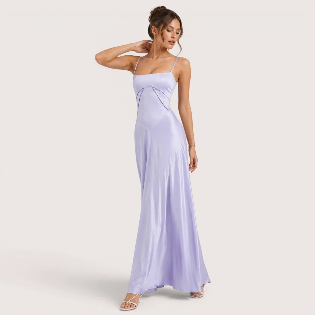 Isabelle | Damen Maxikleid Mit Spaghettiträgern Und Figurbetontem Oberteil