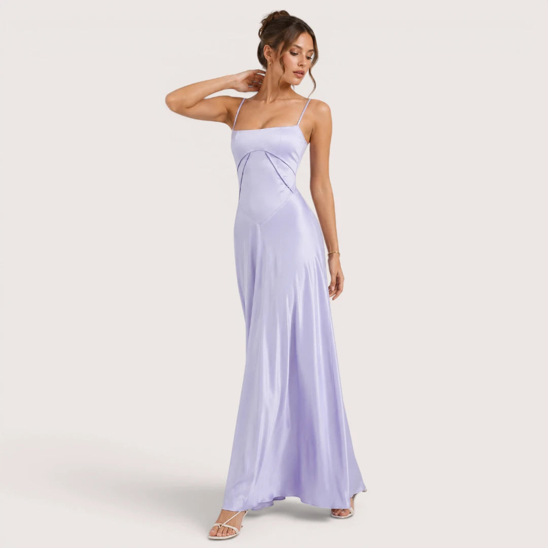 Isabelle | Damen Maxikleid Mit Spaghettiträgern Und Figurbetontem Oberteil