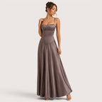 Isabelle | Damen Maxikleid Mit Spaghettiträgern Und Figurbetontem Oberteil