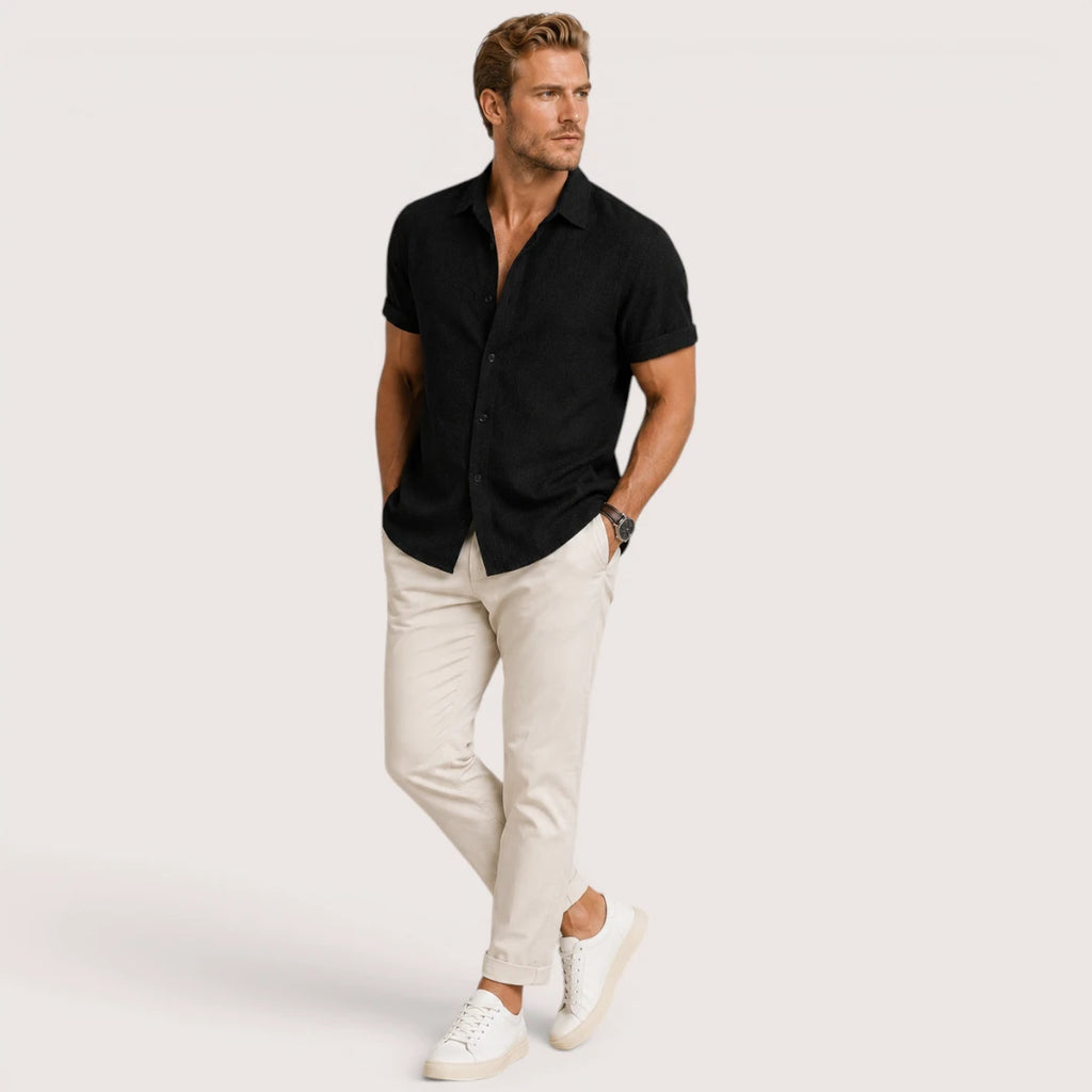 Ryan | Herren Leinenhemd Mit Knopfleiste Und Kurzarm