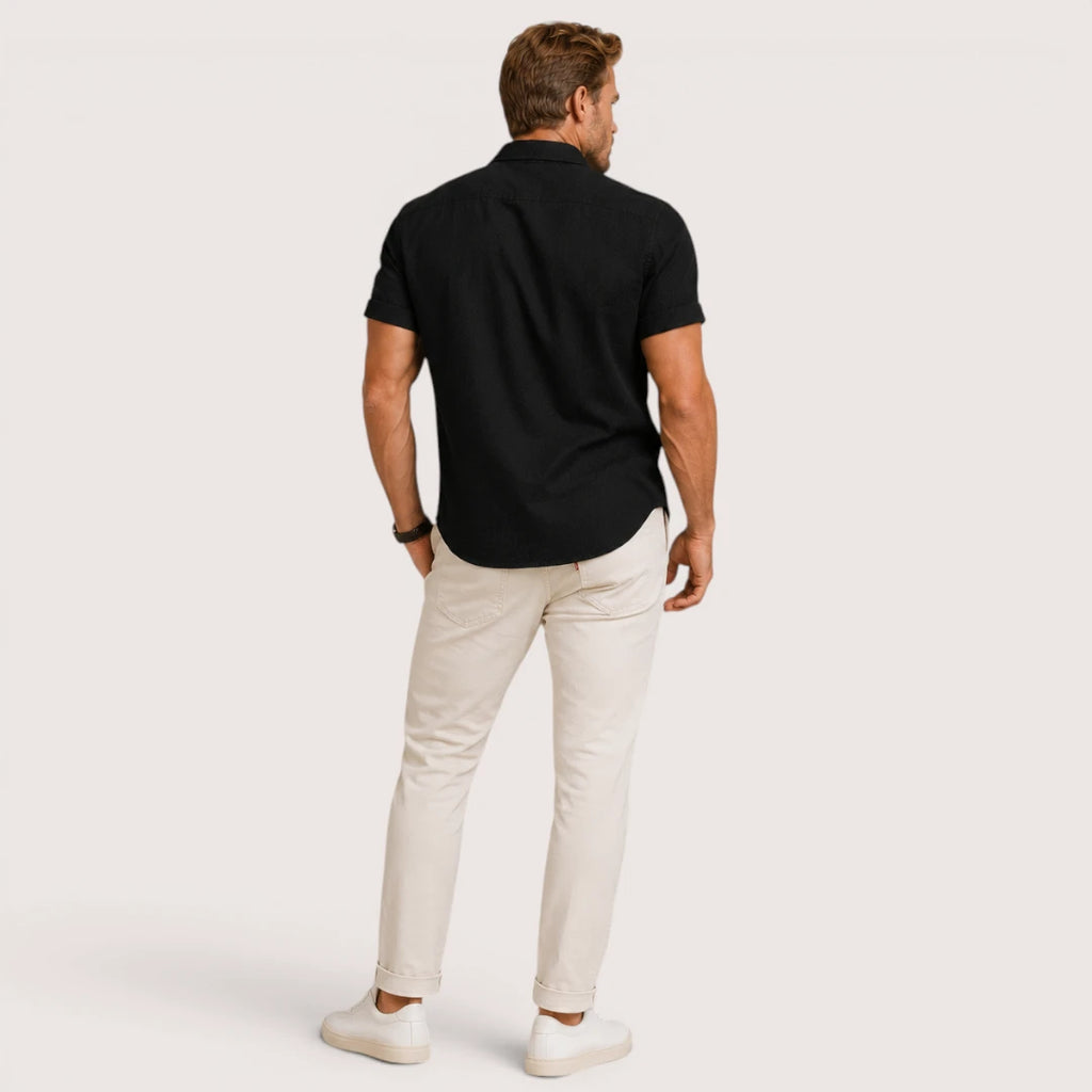 Ryan | Herren Leinenhemd Mit Knopfleiste Und Kurzarm