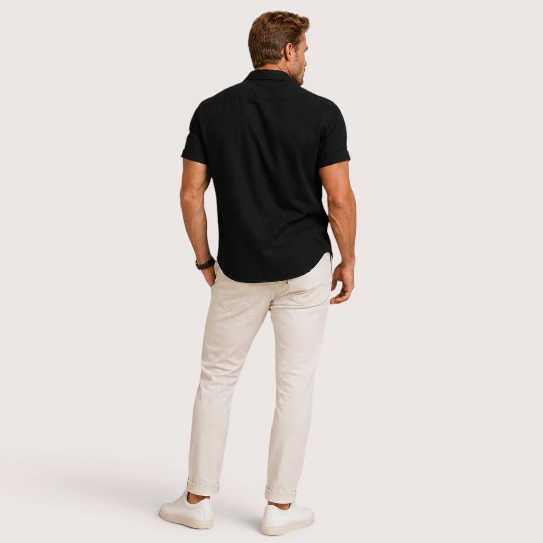 Ryan | Herren Leinenhemd Mit Knopfleiste Und Kurzarm