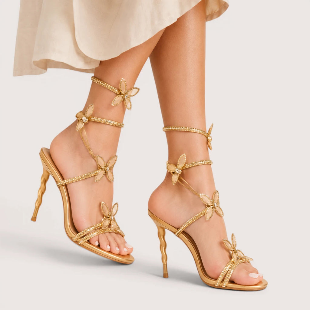 Gianna | Damen High-Heel Sandalen Mit Schmetterlingsriemen