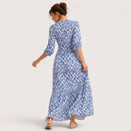 Zara | Damen Langes Kleid Mit V-Ausschnitt Und Geometrischem Print