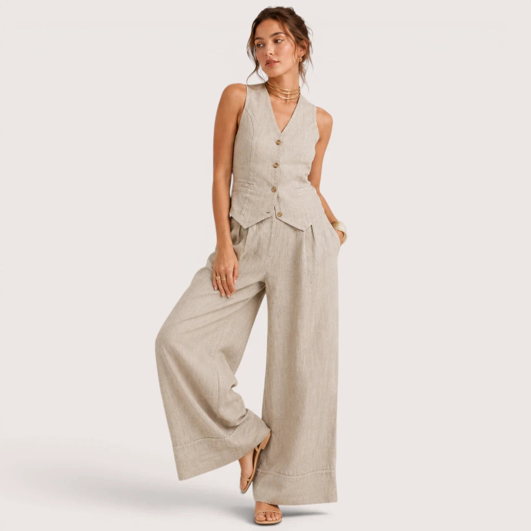Harper | Damen Set Mit Ärmelloser Weste Und Weiter Hose