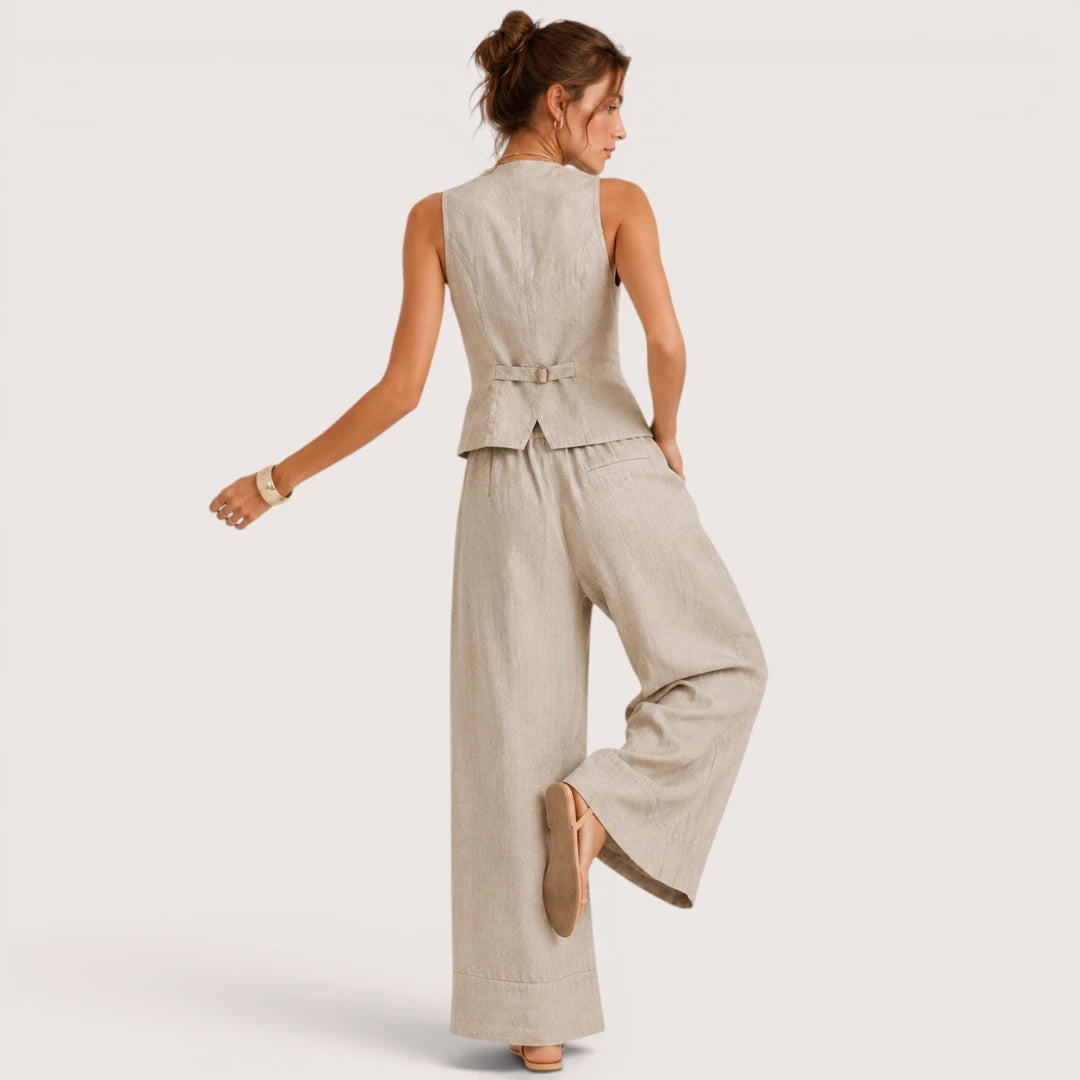 Harper | Damen Set Mit Ärmelloser Weste Und Weiter Hose