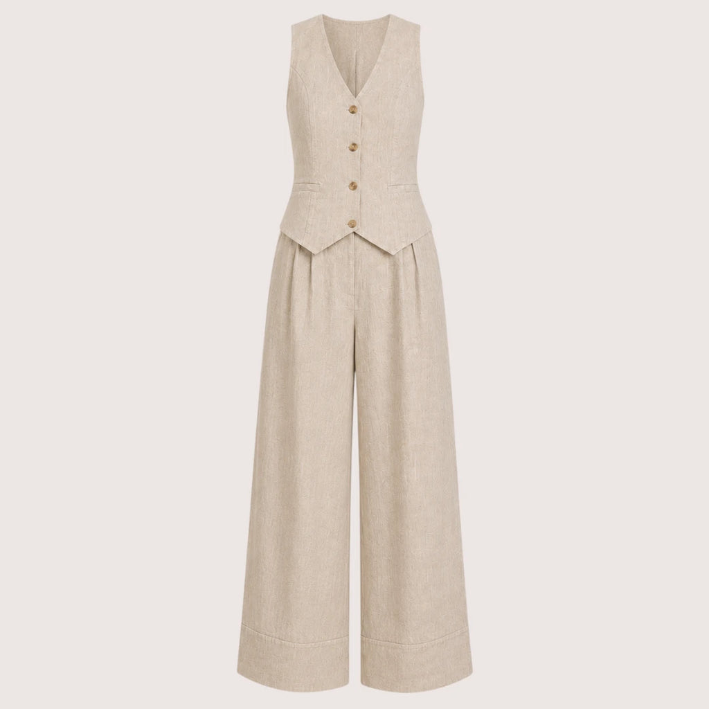 Harper | Damen Set Mit Ärmelloser Weste Und Weiter Hose