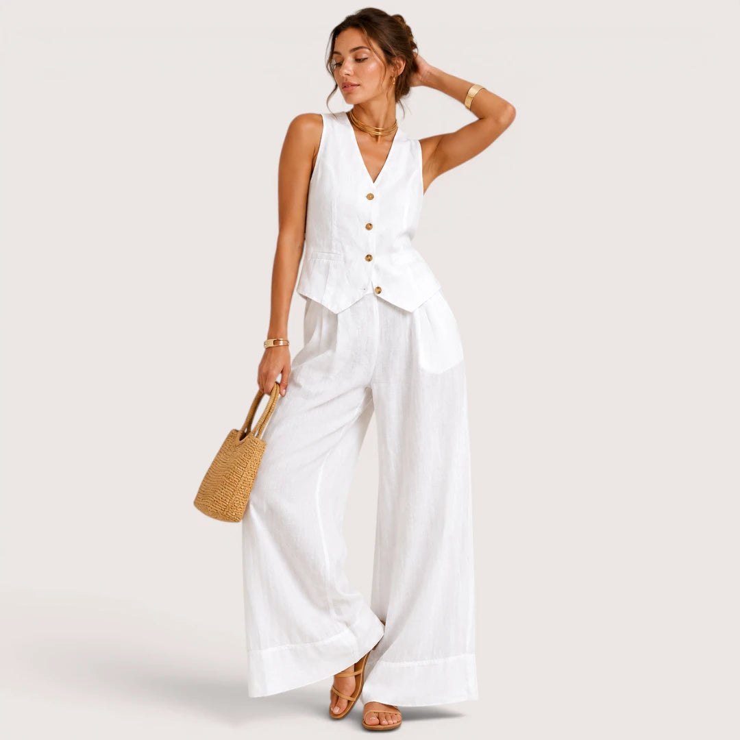 Harper | Damen Set Mit Ärmelloser Weste Und Weiter Hose