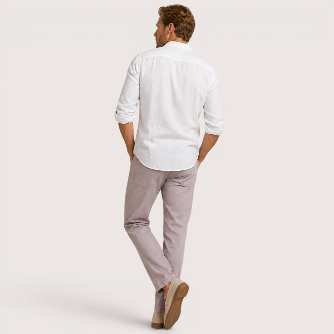 Oliver | Herren Leinenhemd Mit Knopfleiste Und Langarm