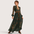 Indira | Damen Boho Maxikleid Mit Rüschen Saum