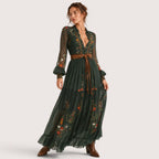 Indira | Damen Boho Maxikleid Mit Rüschen Saum