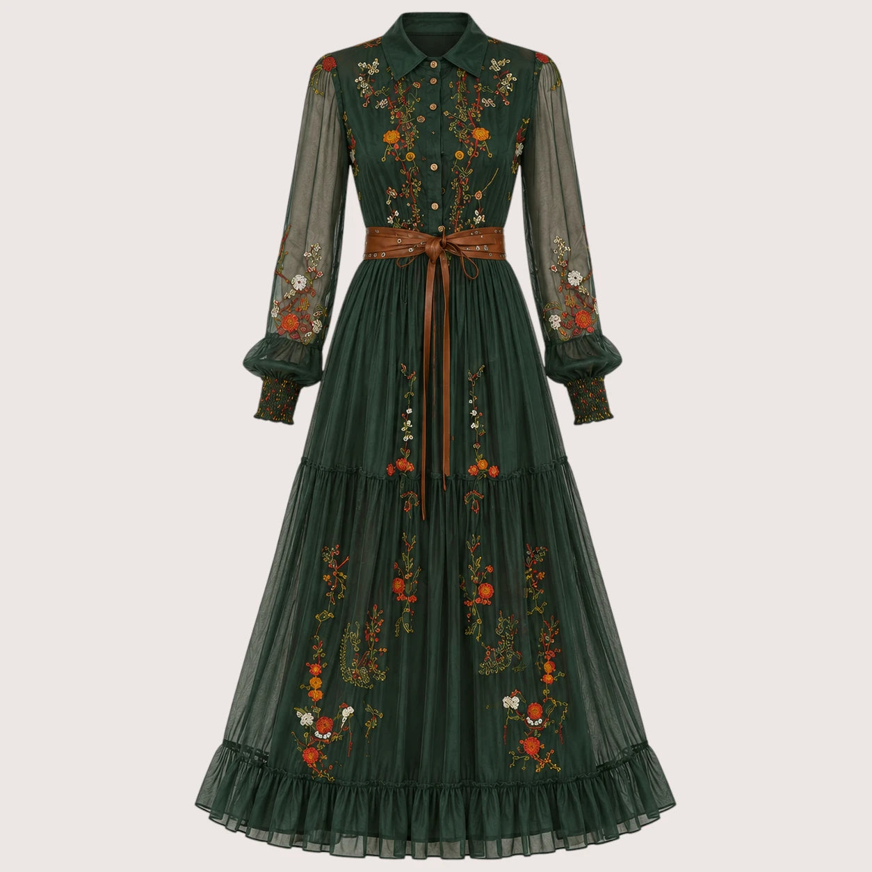 Indira | Damen Boho Maxikleid Mit Rüschen Saum