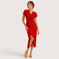 Marisol | Damen Wickel Midikleid Mit Kurzarm