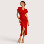 Marisol | Damen Wickel Midikleid Mit Kurzarm