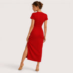 Marisol | Damen Wickel Midikleid Mit Kurzarm