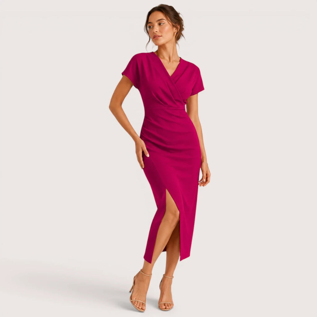 Marisol | Damen Wickel Midikleid Mit Kurzarm