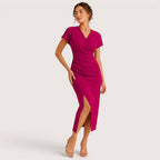 Marisol | Damen Wickel Midikleid Mit Kurzarm