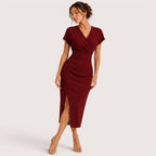 Marisol | Damen Wickel Midikleid Mit Kurzarm