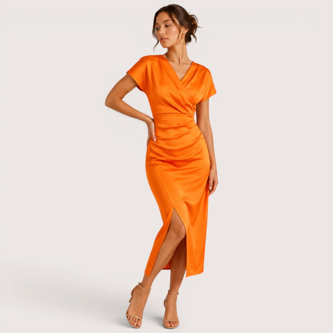 Marisol | Damen Wickel Midikleid Mit Kurzarm