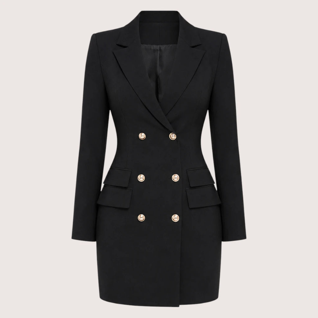 Eliana | Damen Blazer Kleid Mit Doppelreihiger Knopfleiste Und Reverskragen