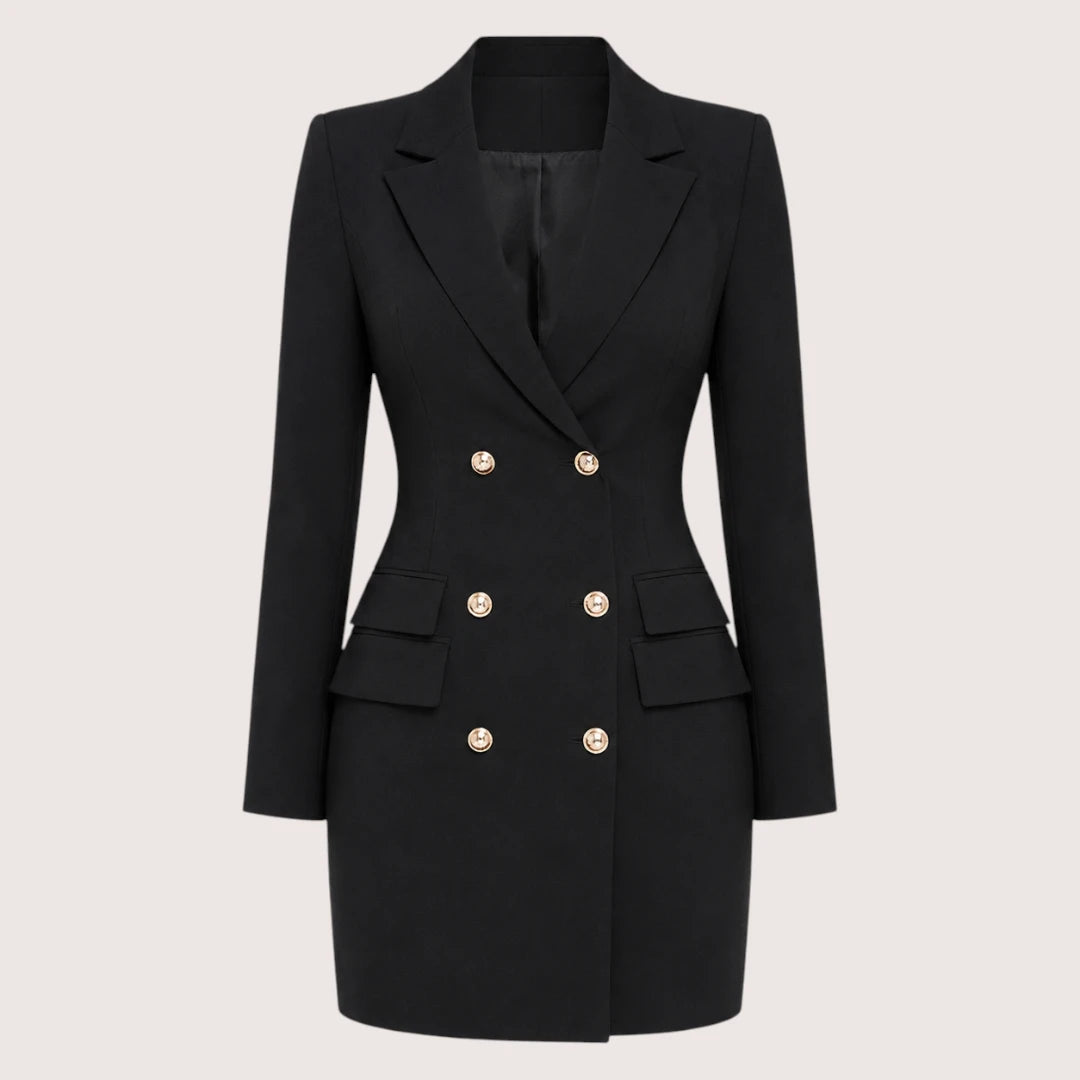 Eliana | Damen Blazer Kleid Mit Doppelreihiger Knopfleiste Und Reverskragen