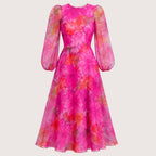 Rosalie | Damen Midikleid Mit Blumenprint Und Transparenten Langärmeln