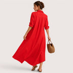 Melody | Damen Lockeres Hemdblusenkleid Mit Kragen