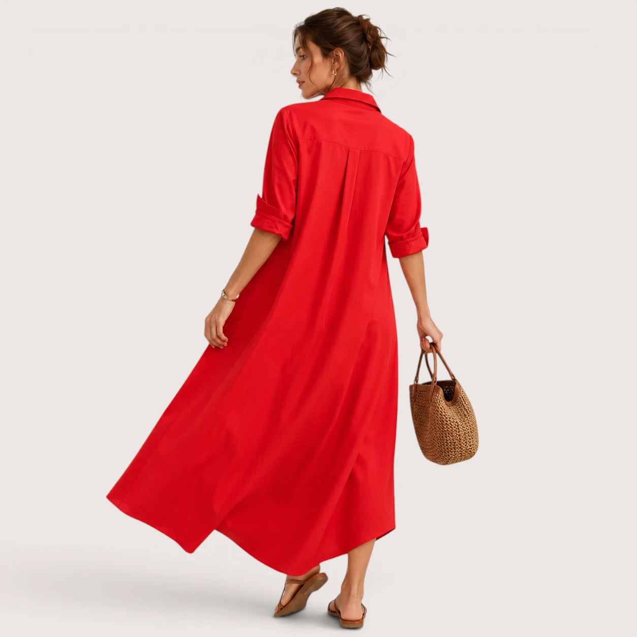 Melody | Damen Lockeres Hemdblusenkleid Mit Kragen