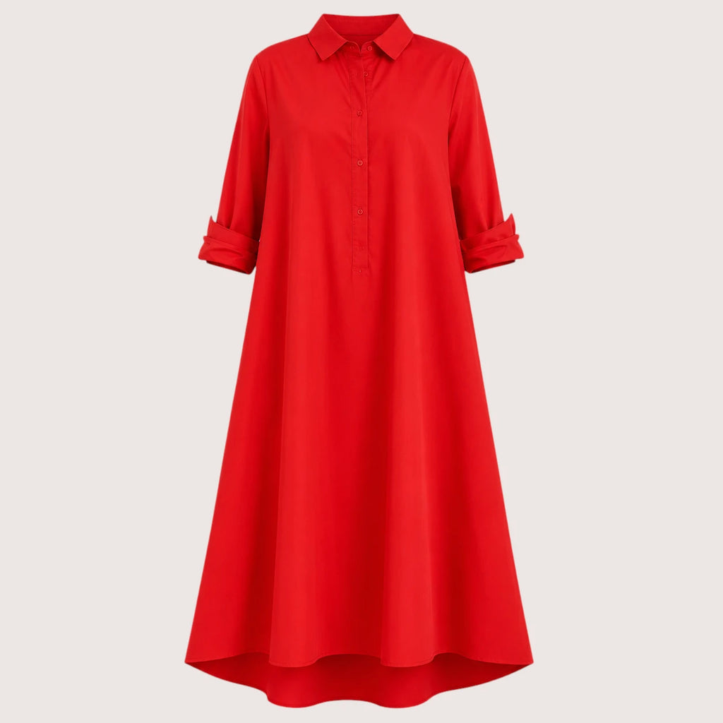 Melody | Damen Lockeres Hemdblusenkleid Mit Kragen