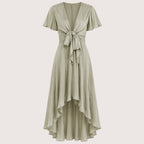 Rosalie | Damen Midikleid Mit Schleifenbindung Vorne Und Kurzarm