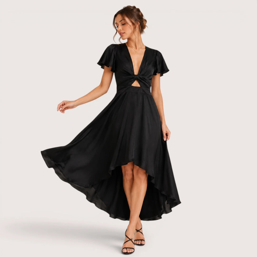 Rosalie | Damen Midikleid Mit Schleifenbindung Vorne Und Kurzarm