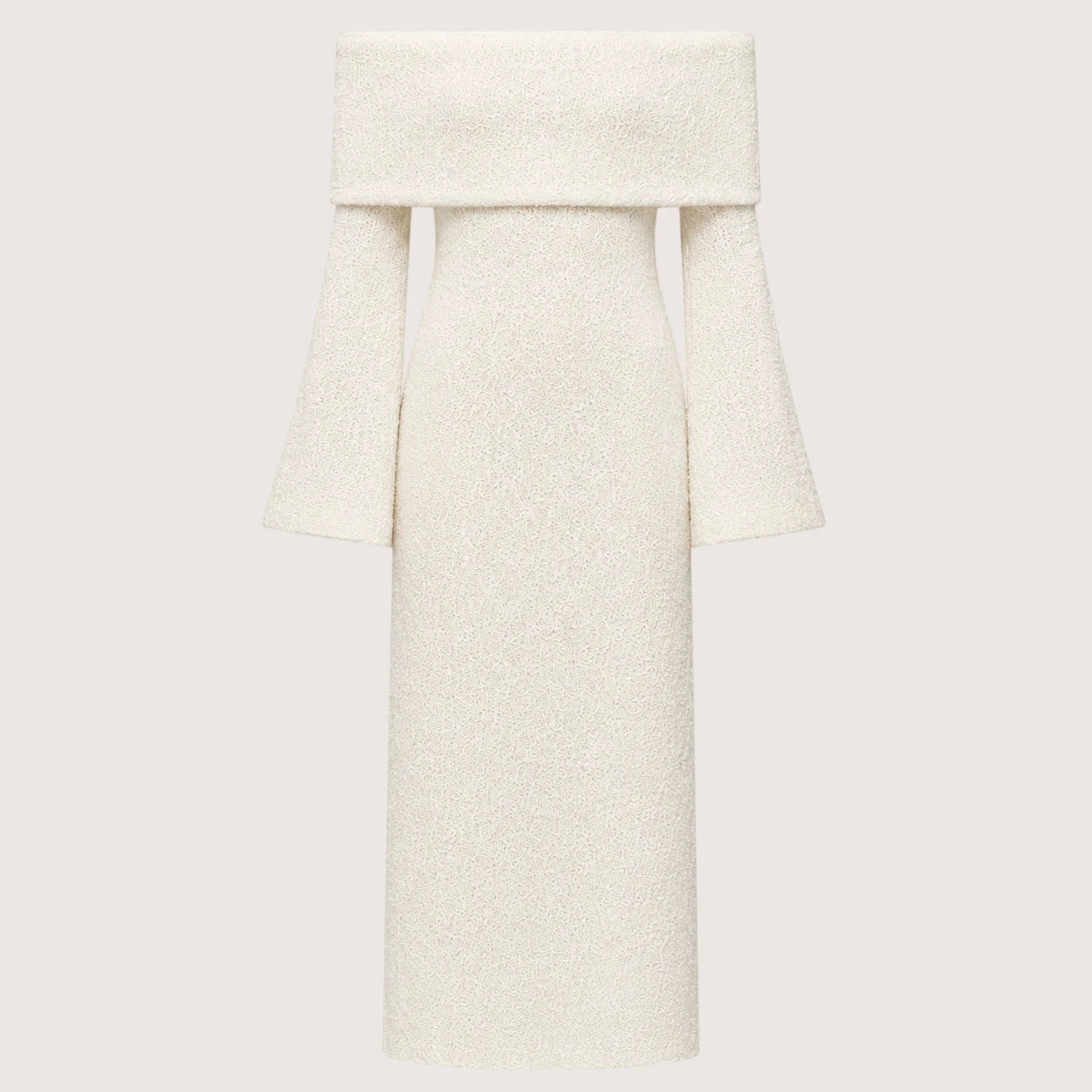 Isla | Damen Schulterfreies Midikleid Mit Langarm