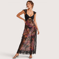 Elena | Damen Maxikleid Mit Blumenprint Und Spitzenbesatz