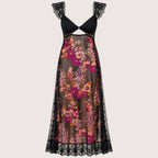 Elena | Damen Maxikleid Mit Blumenprint Und Spitzenbesatz
