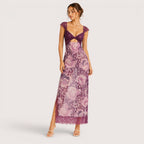 Elena | Damen Maxikleid Mit Blumenprint Und Spitzenbesatz