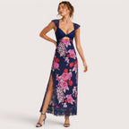 Elena | Damen Maxikleid Mit Blumenprint Und Spitzenbesatz