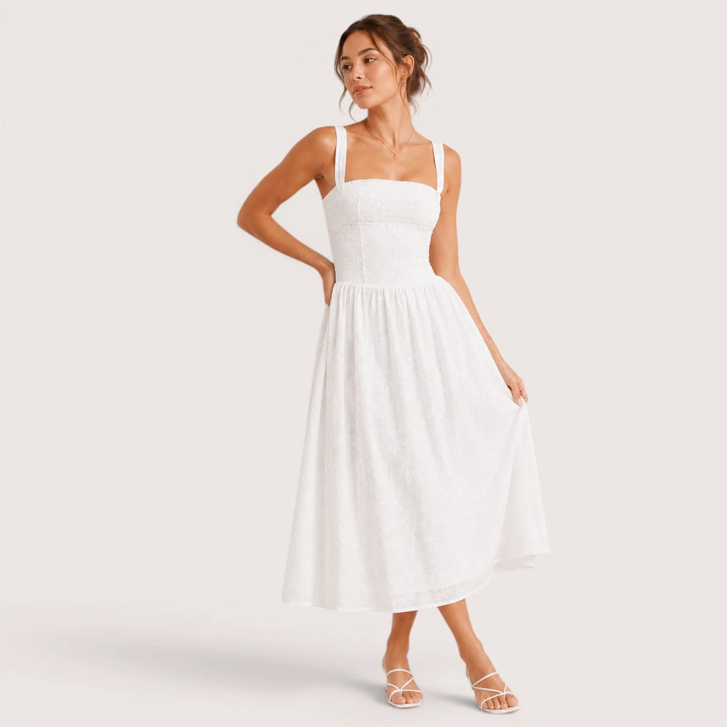 Mila | Damen Midikleid Mit Karomuster, Trägern Und Fronttaschen