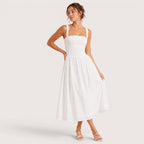 Mila | Damen Midikleid Mit Karomuster, Trägern Und Fronttaschen