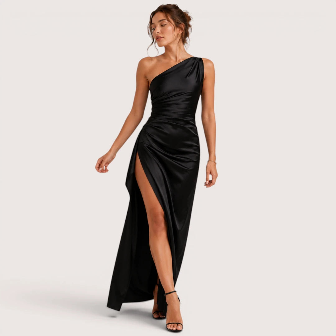 Serena | Damen Ein-Schulter Maxikleid Mit Seitenschlitz