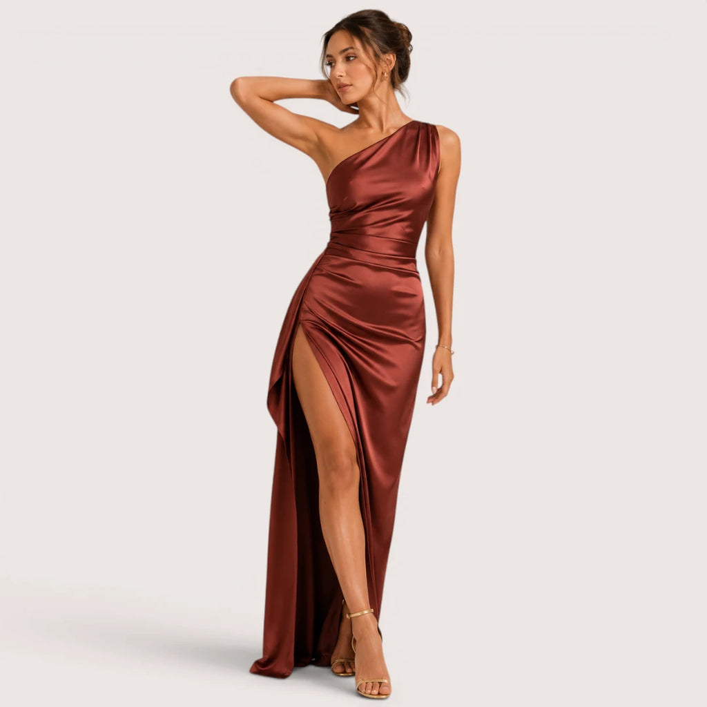 Serena | Damen Ein-Schulter Maxikleid Mit Seitenschlitz