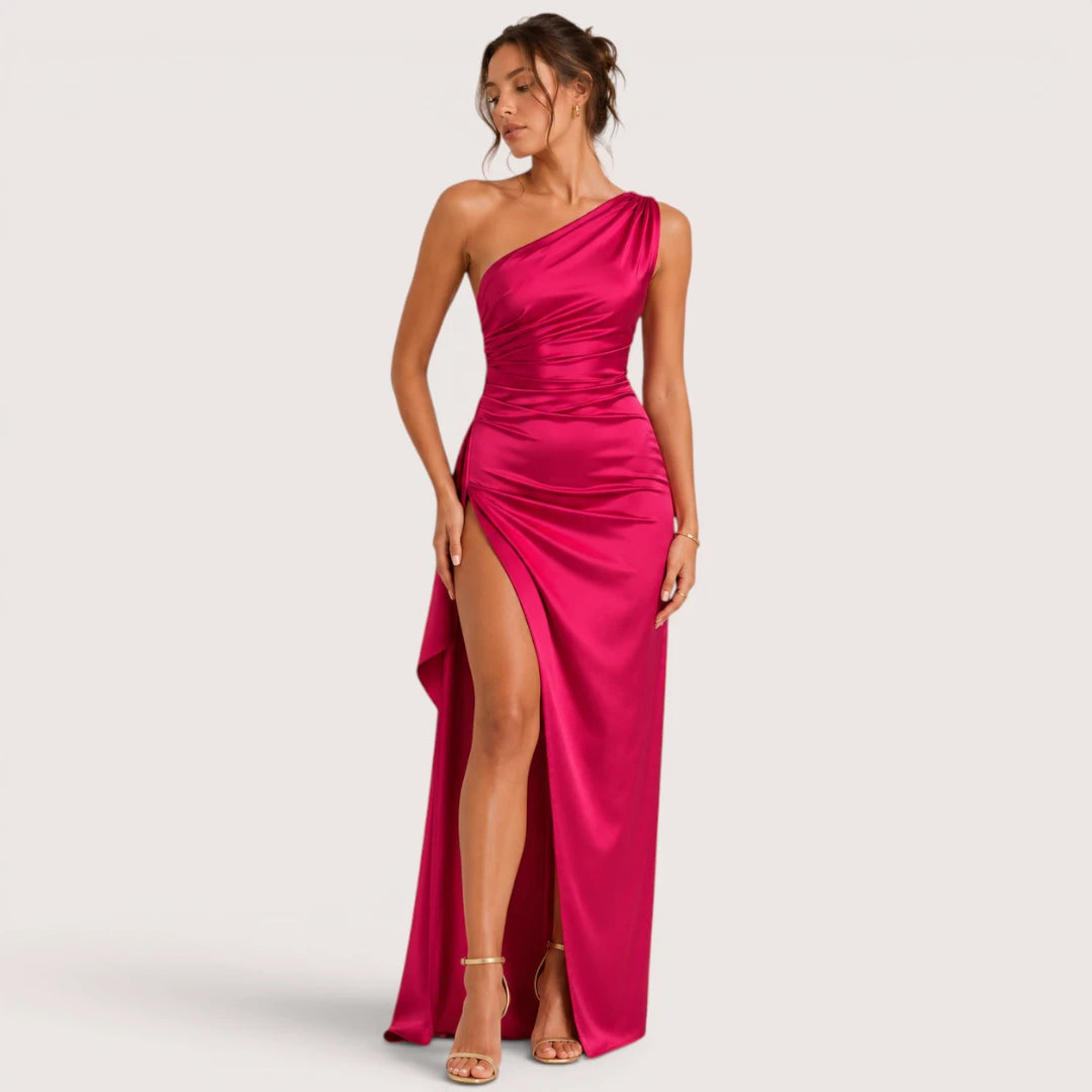 Serena | Damen Ein-Schulter Maxikleid Mit Seitenschlitz