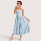 Sophie | Damen Trägerloses Plissee Midikleid