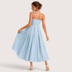 Sophie | Damen Trägerloses Plissee Midikleid