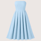 Sophie | Damen Trägerloses Plissee Midikleid