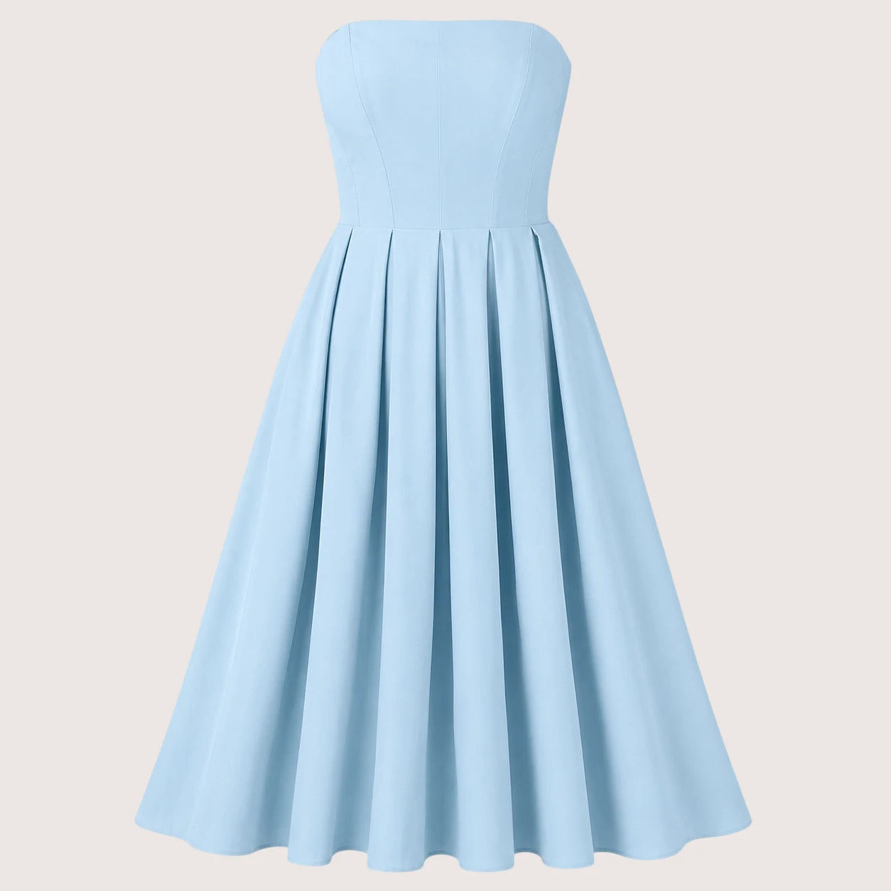 Sophie | Damen Trägerloses Plissee Midikleid