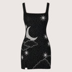 Naomi | Damen Ärmelloses Minikleid Mit Mond- Und Sternmuster