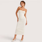 Savannah | Damen Trägerloses Korsett Midikleid Mit Fransenbesatz