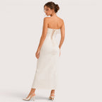Savannah | Damen Trägerloses Korsett Midikleid Mit Fransenbesatz