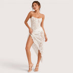 Lila | Damen Trägerloses Spitzen Korsett Minikleid
